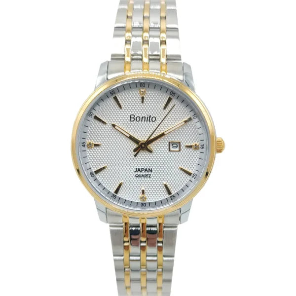 Bonito Q-1027-TTGLD-BLU Metal Band Women Watch